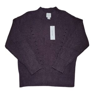 Calvin Klein Womens M Cable Knit Sweater Purple Casual Hole Design NWT Medium
